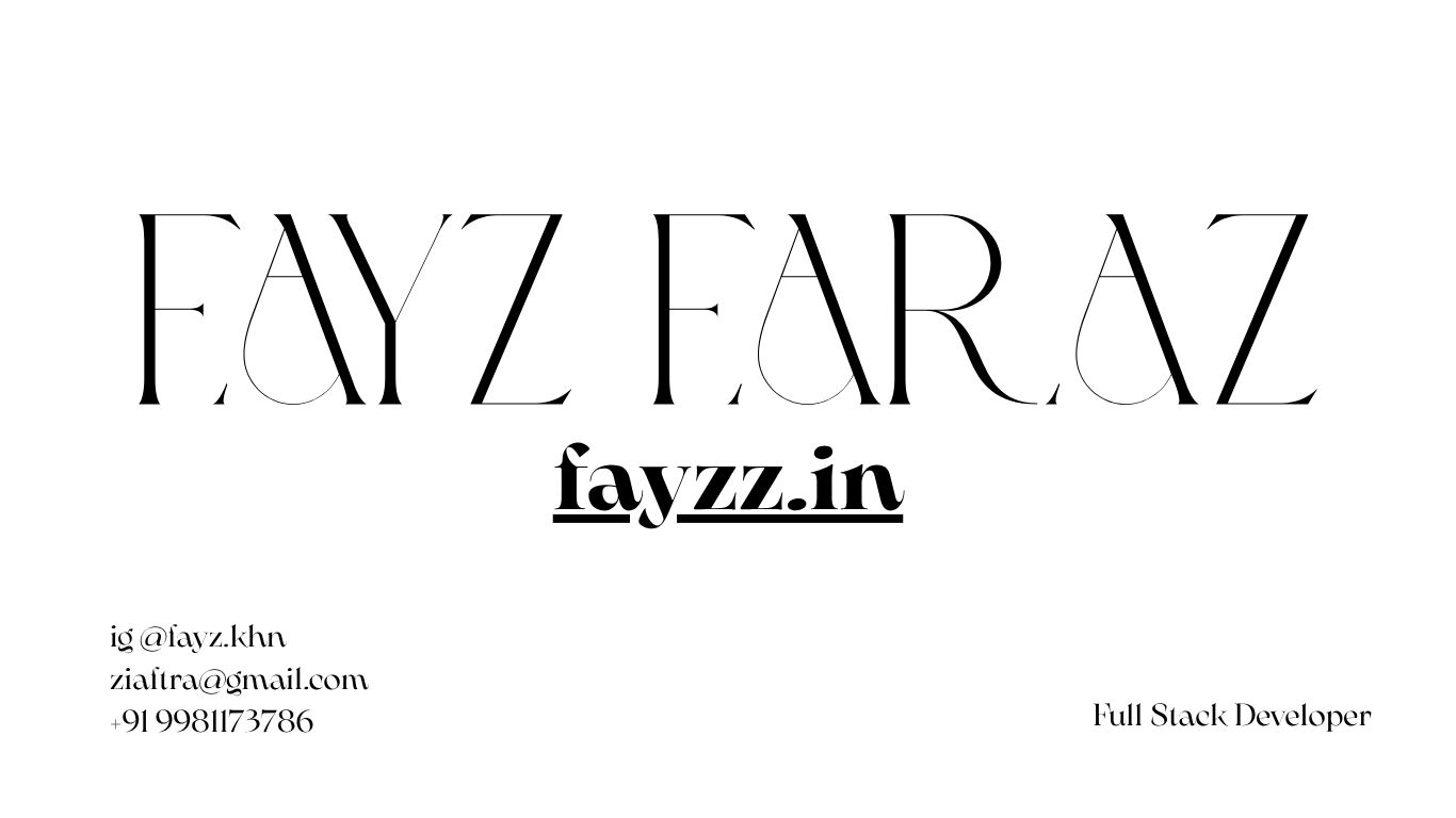 Fayz Faraz - Full Stack Developer Visiting Card